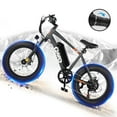 thumbnail image 1 of Qlife Racer Fat Tire Electric Bicycle for Adults, 28MPH Mountain Ebike with Peak 1200W Brushless Motor, Removable Battery, 20X4.0 Tire Step Over E-MTB with 7-Speed Black, 1 of 7