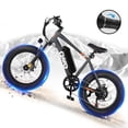 thumbnail image 1 of Qlife Racer Fat Tire Electric Bicycle for Adults, 28MPH Mountain Ebike with 500W Brushless Motor, Removable Battery, 20X4.0 Tire Step Over E-MTB with 7-Speed Gray, 1 of 7
