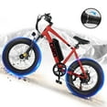 thumbnail image 1 of Qlife Racer Fat Tire Electric Bicycle for Adults, 28MPH Mountain Ebike with Peak 1200W Brushless Motor, Removable Battery, 20X4.0 Tire Step Over E-MTB with 7-Speed Red, 1 of 7