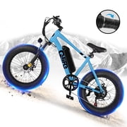 Qlife Racer Fat Tire Electric Bicycle for Adults, 28MPH Mountain Ebike with Peak 1200W Brushless Motor, Removable Battery, 20X4.0 Tire Step Over E-MTB Sky Blue