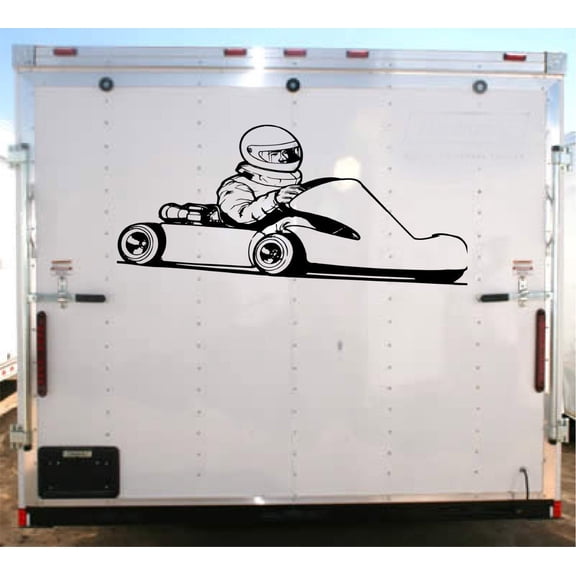 Racer Go Cart Decal Trailer Vinyl Decal Custom Text Trailer Sticker YT504