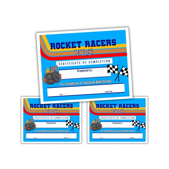Racer VBS Vacation Bible School Certificate of Completion Participation ...
