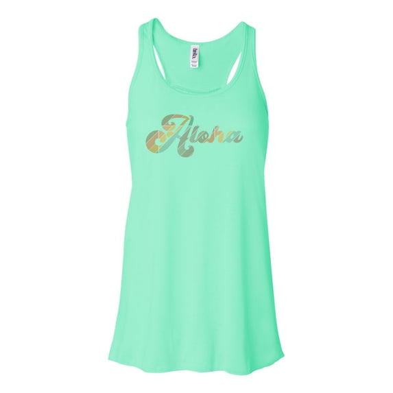 "Racerback, Aloha, Vintage Tank Top, Sublimation, Workout Clothes, Soft Bella Canvas, Summer, Vacay, Vacation Tank Top, Women's Racerback, Mint , MEDIUM"