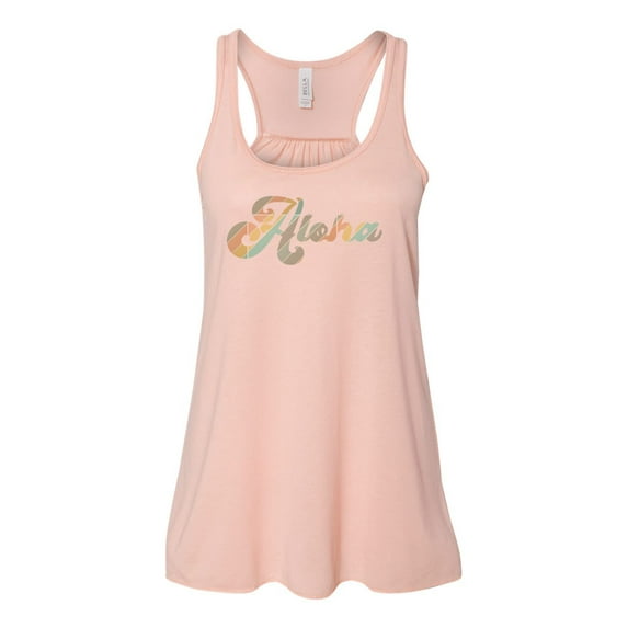 "Racerback, Aloha, Vintage Tank Top, Sublimation, Workout Clothes, Soft Bella Canvas, Summer, Vacay, Vacation Tank Top, Women's Racerback, Peach, SMALL"