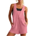 thumbnail image 1 of Racerback Athletic Rompers for Women Sleeveless Tank Jumpsuits Shorts Pocketed Loose Summer One Piece Workout Outfits, Pink, XXL, 1 of 7
