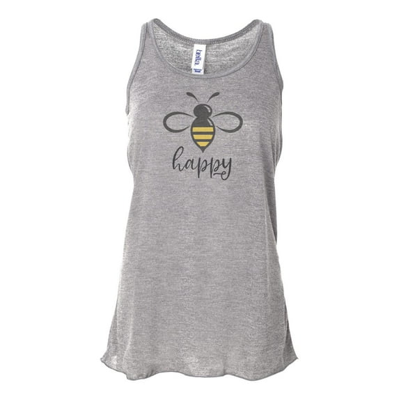 "Racerback, Bee Happy, Soft Bella Canvas, Sublimation, Bee Lover, Bee Tank Top, Bumble Bee, Honey Bee, Be Happy Shirt, Happniess, Inspire T, Athletic Grey, MEDIUM"