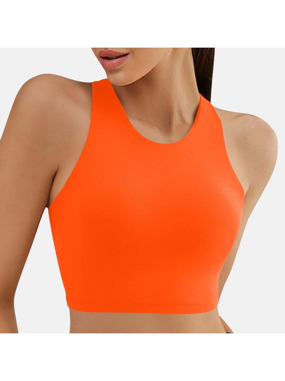 Racerback Bikini Tops for Women Push Up T-shirt Sports Bra Seamless Padded Comfy Breathable Swim Top