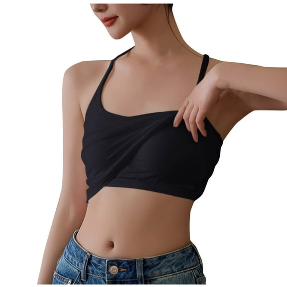 Racerback Cami Tops for Women Built In Bra Casual Summer Shirts Comfy Spaghetti Strap Yoga Crop Camisole Clothes