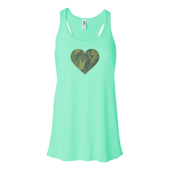 "Racerback, Camo Heart, Camo Tank Top, I Love Camo, Fit, Workout Clothes, Soft Bella Canvas, Sublimation, Gift For Her, Racerback Tank Top, Mint , MEDIUM"