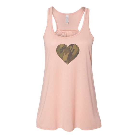 "Racerback, Camo Heart, Camo Tank Top, I Love Camo, Fit, Workout Clothes, Soft Bella Canvas, Sublimation, Gift For Her, Racerback Tank Top, Peach, SMALL"