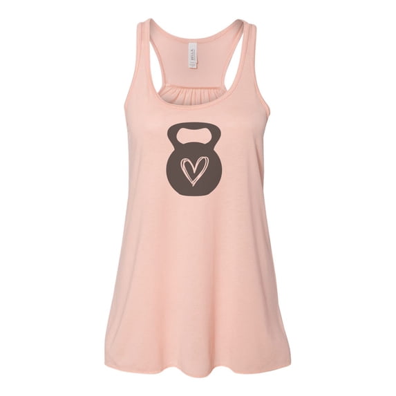 Racerback, Dumbbell Heart, Crossfit Tank Top, Workout Tank, Soft Bella Canvas, Sublimation, Workout Shirt, Women's Tank, Racerback Tank Top, Peach, SMALL
