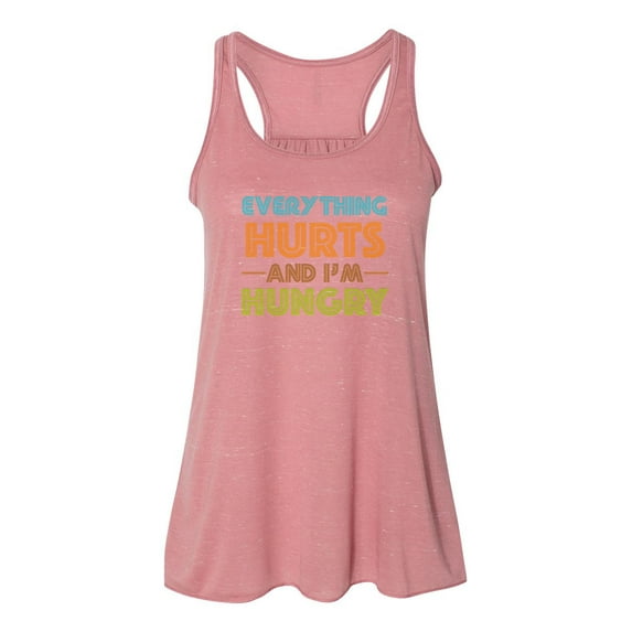 "Racerback, Everything Hurts And I'm Hungry, Workout Tank, Soft Bella Canvas, Sublimation, Workout Shirt, Women's Tank, Racerback Tank Top, Mauve Marble, MEDIUM"