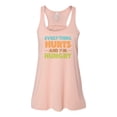 thumbnail image 1 of "Racerback, Everything Hurts And I'm Hungry, Workout Tank, Soft Bella Canvas, Sublimation, Workout Shirt, Women's Tank, Racerback Tank Top, Peach, MEDIUM", 1 of 1