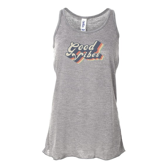 "Racerback, Good Vibes, Retro Tank Top, Vintage Racerback, Soft Bella Canvas, Sublimation, Gift For Her, Vintage Tank, Ladies Top, 70's Tank, Athletic Grey, LARGE"