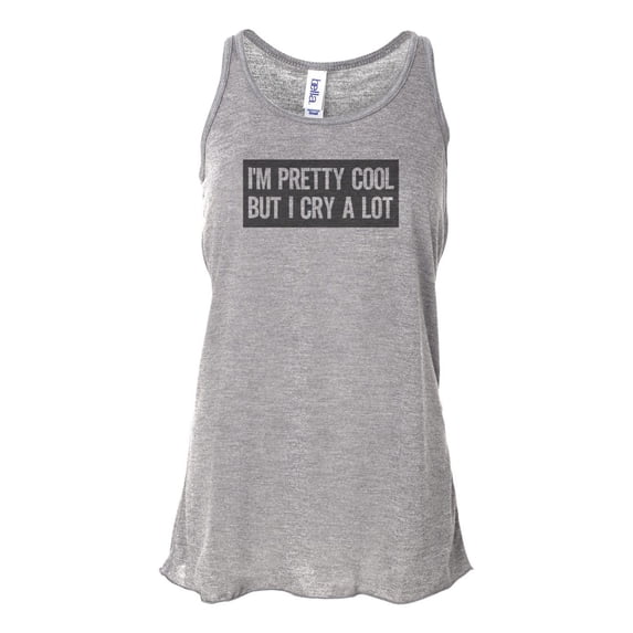 "Racerback, I'm Pretty Cool But I Cry A Lot, Sublimation, Funny Tank Top, Racerback Tank Top, Women's Racerback, Soft Bella, Gift For Her, Athletic Grey, MEDIUM"
