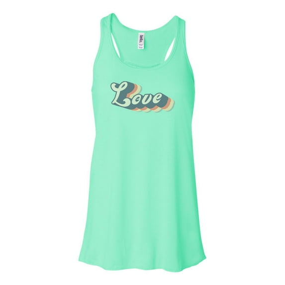 "Racerback, LOVE, Retro Tank Top, Vintage Racerback, Soft Bella Canvas, Sublimation, Gift For Her, Vintage Tank, Ladies Top, 70's Tank, 80's, Mint , EXTRA SMALL"