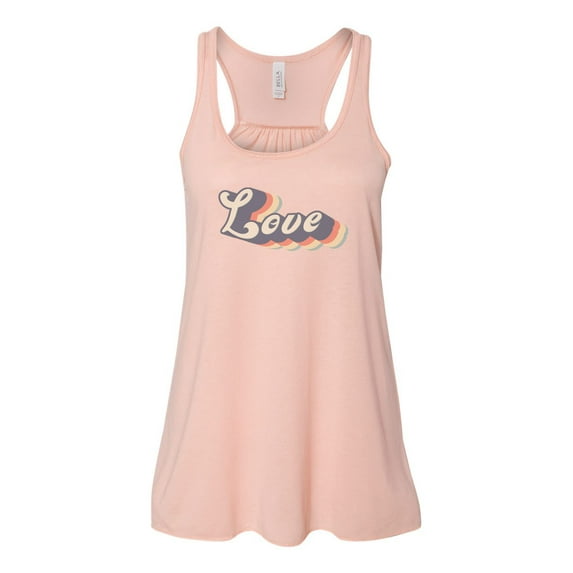 "Racerback, LOVE, Retro Tank Top, Vintage Racerback, Soft Bella Canvas, Sublimation, Gift For Her, Vintage Tank, Ladies Top, 70's Tank, 80's, Peach, MEDIUM"