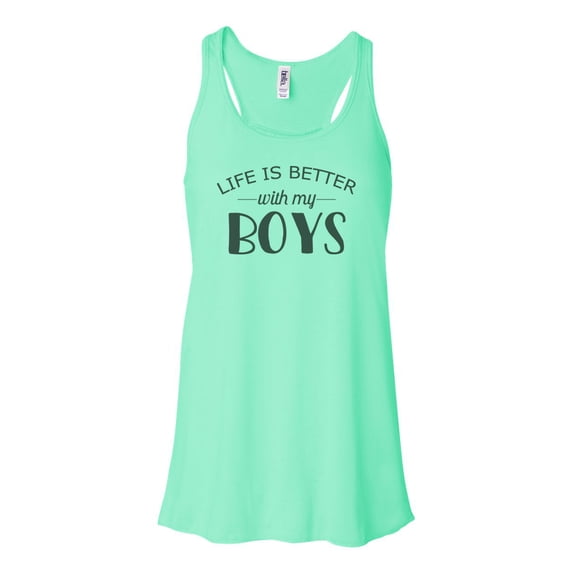 "Racerback, Life Is Better With My Boys, Boy Mom, Bella Canvas, Sublimation, Mom Tank Top, Boy Mom Tank, Gift For Mom, Mom Shirt, Momma Tee, Mint , MEDIUM"