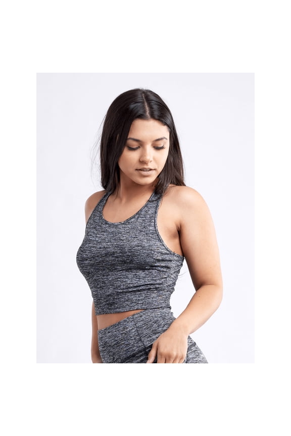 JG-A1203-TNK-GRY-LXL Racerback Lightweight Training Crop Tank Top Grey Large X-Large