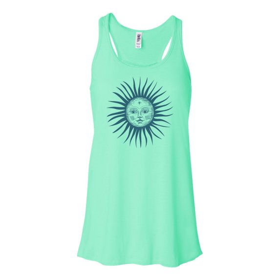 "Racerback, Moon Face, Moon Tank, Zodiac Shirt, Soft Bella Canvas, Sublimation, Astrology Tee, Gift For Her, Moon Lover, Moon Child, Moon, Mint , LARGE"