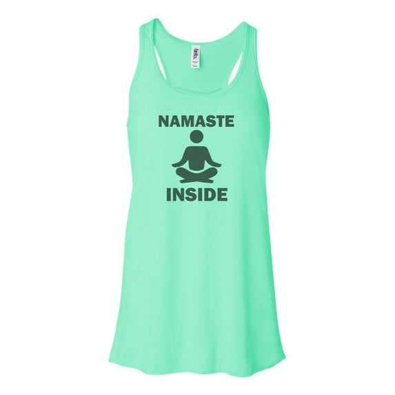 "Racerback, Namaste Inside, Yoga Racerback, Soft Bella Tank, Sublimation, Funny Tanks, Gift For Her, Workout Top, Yogi Tank, Racerback Tank, Mint , LARGE"