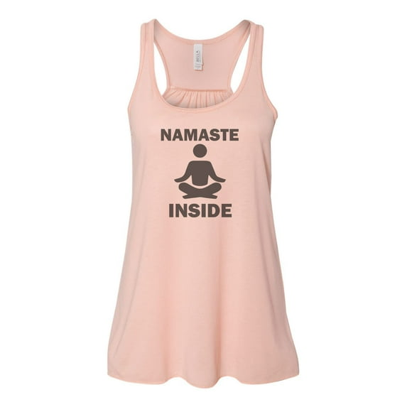 "Racerback, Namaste Inside, Yoga Racerback, Soft Bella Tank, Sublimation, Funny Tanks, Gift For Her, Workout Top, Yogi Tank, Racerback Tank, Peach, SMALL"