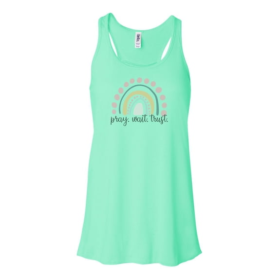 "Racerback, Pray Wait Tust, Christian Tank Top, Religious, Bella Canvas, Sublimation, Trendy Tops, Ladies, Gift For Her, Workout Clothes, Mint , EXTRA SMALL"