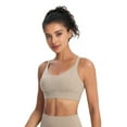 thumbnail image 1 of Women's Wireless Racerback Moisture-Wicking Stretch Sports Bra Yoga Workout Bra with Compression Support Khaki XL, 1 of 7