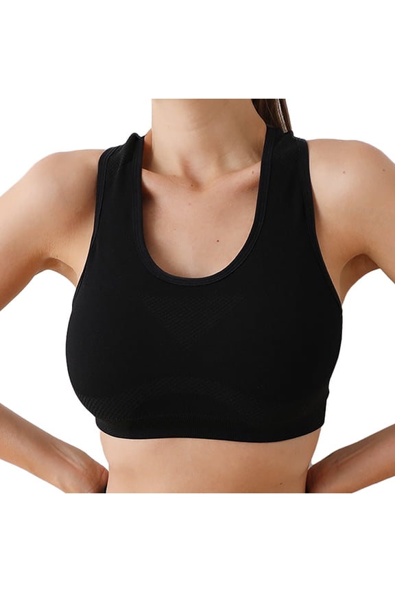Racerback Sports Bras for Women Medium Support Padded Yoga Bra Seamless Women's Sports Wireless Bra Crop Activewear Tops