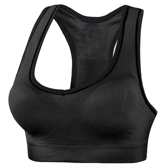 Racerback Sports Bras for Women Plus Size Push Up Athletic Wireless Bra Full Coverage Everyday Yoga Workout Bralettes, Black, XXXL