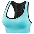 thumbnail image 1 of Racerback Sports Bras for Women Plus Size Push Up Athletic Wireless Bra Full Coverage Everyday Yoga Workout Bralettes, Blue, L, 1 of 3