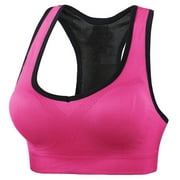 Racerback Sports Bras for Women Plus Size Push Up Athletic Wireless Bra Full Coverage Everyday Yoga Workout Bralettes, Hot Pink, XL