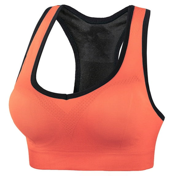 Racerback Sports Bras for Women Plus Size Push Up Athletic Wireless Bra Full Coverage Everyday Yoga Workout Bralettes, Orange, XL