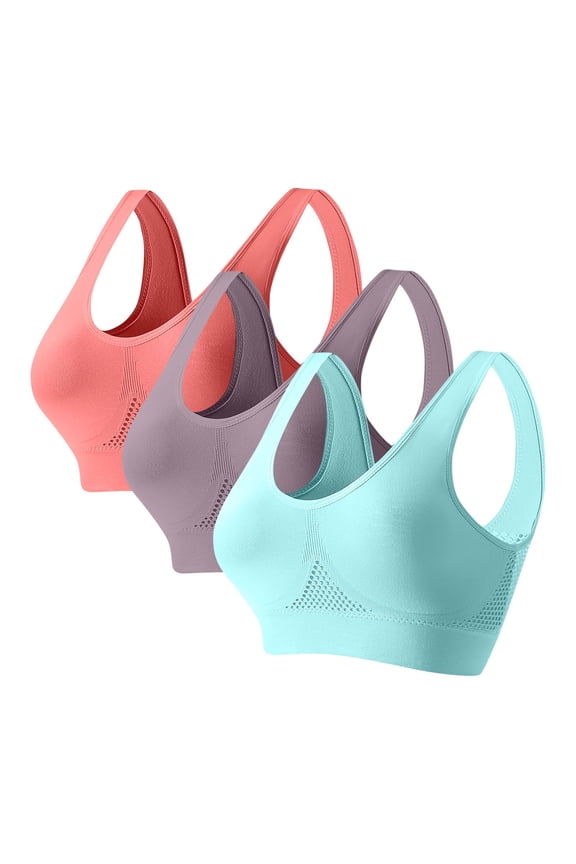 Racerback Sports Bras for Women Sports Bra Wirefree Yoga Bra With Removable Pads Sky BlueA 4XL