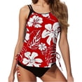 thumbnail image 1 of Racerback Swimsuits Womens 2 Piece Tankini Bathing Suits Tropical Beach Modest Swimwear Tops with Briefs(Red XL), 1 of 6