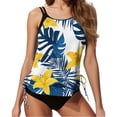 thumbnail image 1 of Racerback Swimsuits Womens 2 Piece Tankini Bathing Suits Tropical Beach Modest Swimwear Tops with Briefs(Yellow L), 1 of 6