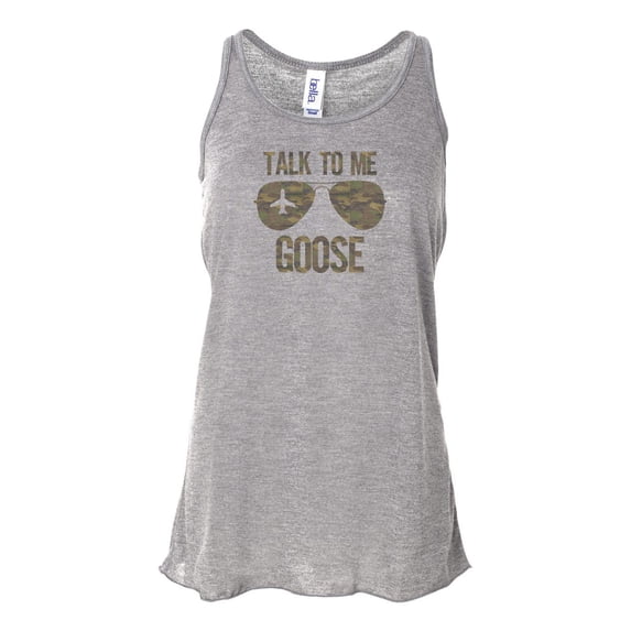 "Racerback, Talk To Me Goose Camo, Top Gun Tank Top, Bella Canvas, Sublimation, Women's Top Gun T, Goose Tank, Gift For Her, Workout Clothes, Athletic Grey, MEDIUM"