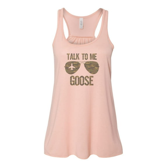 "Racerback, Talk To Me Goose Camo, Top Gun Tank Top, Bella Canvas, Sublimation, Women's Top Gun T, Goose Tank, Gift For Her, Workout Clothes, Peach, SMALL"