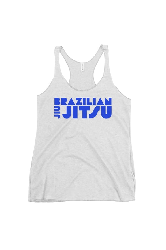 Racerback Tank Top BJJ Blue (Heather White, L)