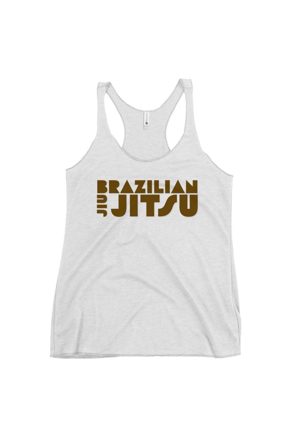 Racerback Tank Top BJJ Brown (Heather White, XL)