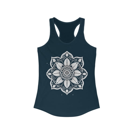 Racerback Tank Top for Women with Intricate Mandala Print - 4 Color Options
