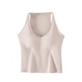 thumbnail image 1 of Racerback Tank Tops for Women Built in Bra Sleeveless Crop Top Deep V Neck Stretchy Slim Fitted Undershirts, 1 of 6