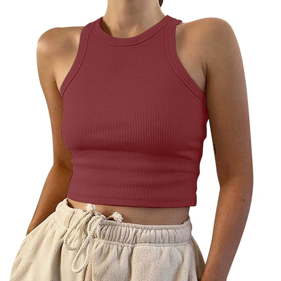 Racerback Tank Tops for Women Sleeveless Shirts High Neck Workout Tank Tops Razor Back Tanks Women Yoga Shirts for Women Workout Tank Tops Red L