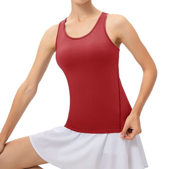 Racerback Tank Tops for Women Square/boat Neck Sleeveless Tanks Top Spring Business Casual Work Shirts Relaxed Activewear Red, Size M