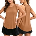 thumbnail image 1 of Racerback Tank Tops for Women Summer Crewneck Sleeveless Shirts Workout Ruffle Trim Curved Hem Summer Tanktops, 3XL, 1 of 7