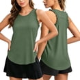thumbnail image 1 of Racerback Tank Tops for Women Summer Crewneck Sleeveless Shirts Workout Ruffle Trim Curved Hem Summer Tanktops, XL, 1 of 7