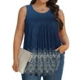 thumbnail image 1 of Racerback Tank Tops for Women Women Casual And Linen Round-Neck Printed Short Sleeve Button T-Shirt Blouse Navy Xl, 1 of 6