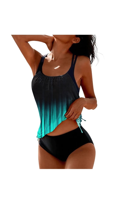 Racerback Tankini Swimsuit for Women Tie Dye Tankini Swimsuits Color Block Swimsuit with Shorts Swimsuit Sale Women