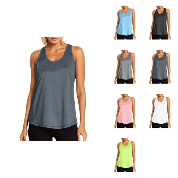 Racerback Yoga Tank Top, Women's Loose Fit Mesh Workout Shirt, Sleeveless Athletic Gym Tee for Running & Training