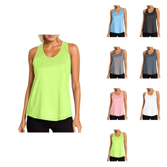 Racerback Yoga Tank Top, Women's Loose Fit Mesh Workout Shirt, Sleeveless Athletic Gym Tee for Running & Training